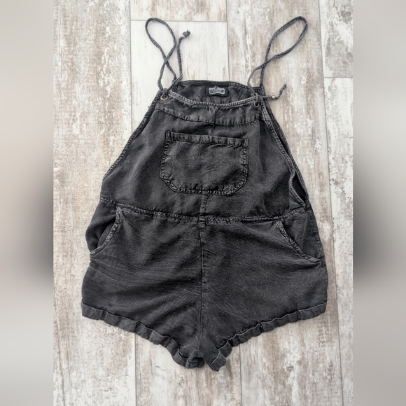 Angie Pants - Angie Washed Black Denim Romper with Front Pocket